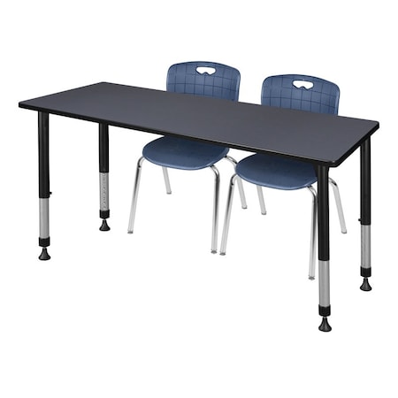 Regency Tables > Height Adjustable > Rectangular Table & Chair Sets, 66 W, 30 L, 23-34 H, Grey MT6630GYAPBK40NV